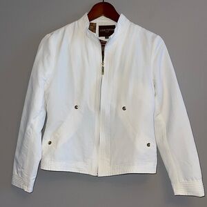 Mandarin Collar Zip Up Blazer in white- sz M